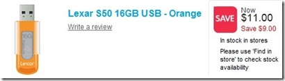 Big w Lexar S50 16GB USB Orange